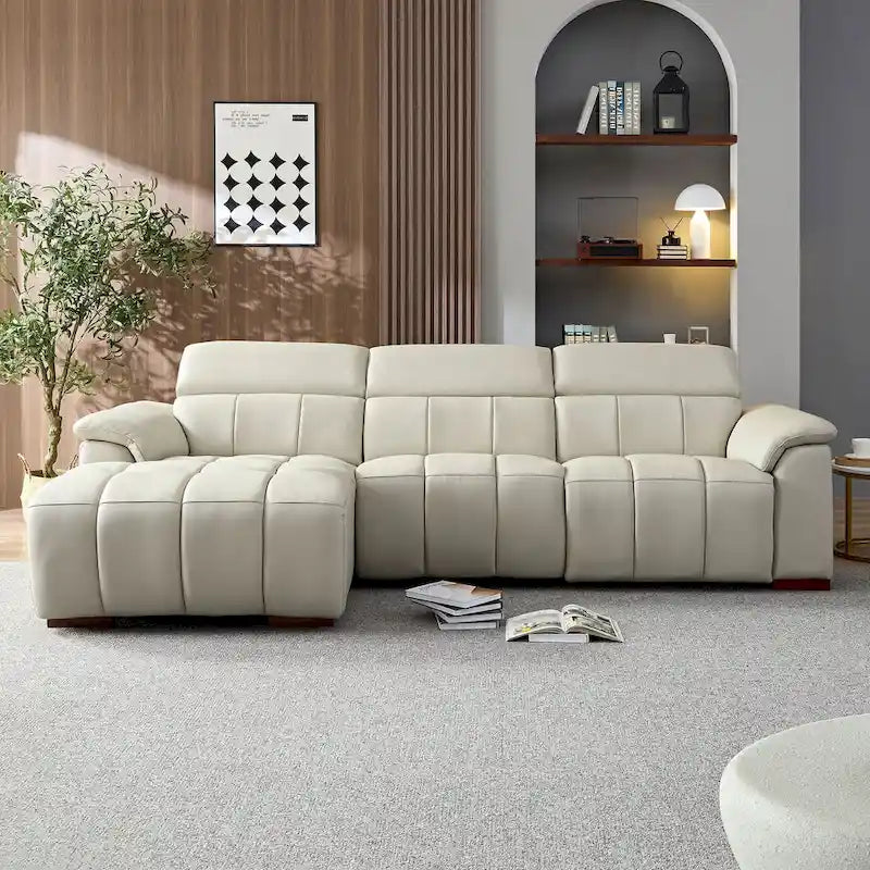 Wall-Hugger Electric Reclining L-Shaped Sofa in Genuine Leather with USB Port