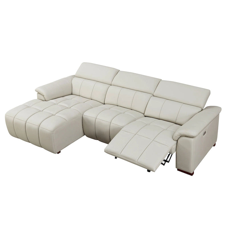 Wall-Hugger Electric Reclining L-Shaped Sofa in Genuine Leather with USB Port