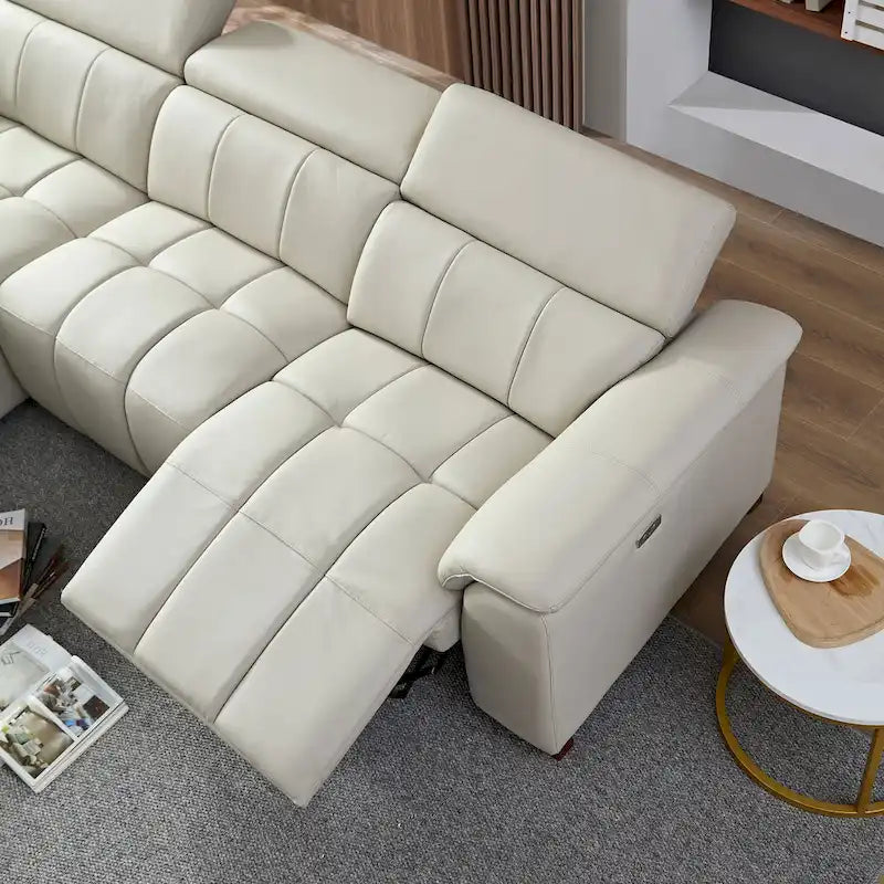 Wall-Hugger Electric Reclining L-Shaped Sofa in Genuine Leather with USB Port
