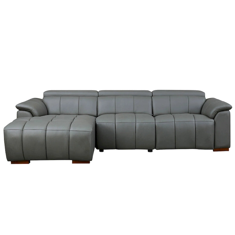 Wall-Hugger Electric Reclining L-Shaped Sofa in Genuine Leather with USB Port