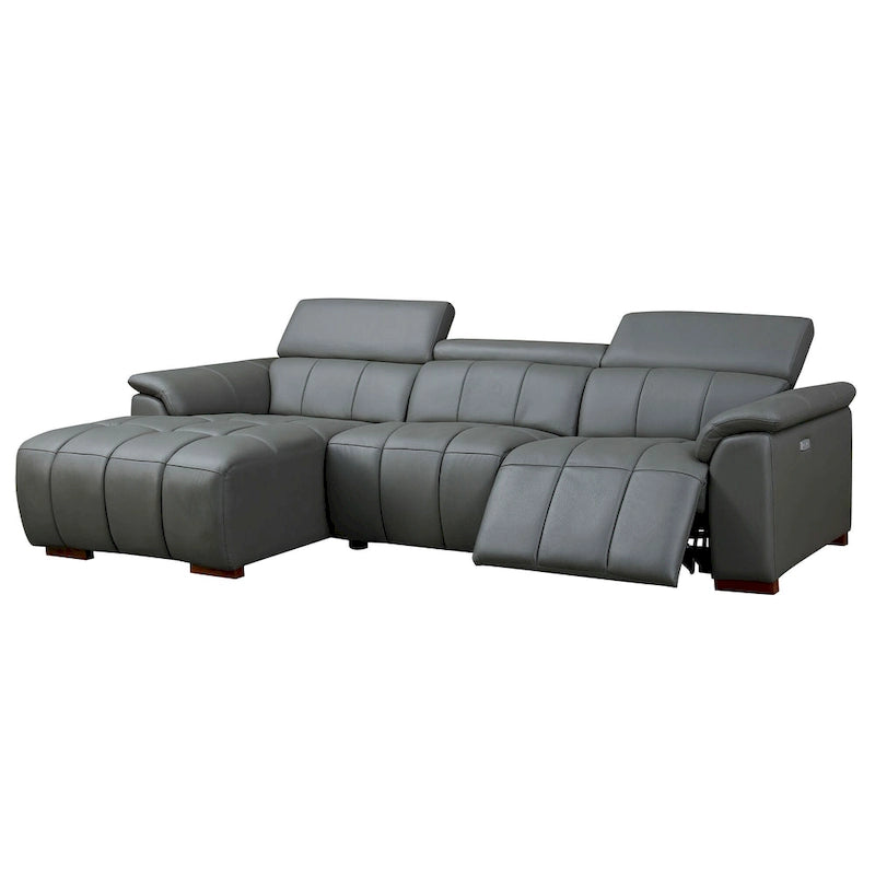 Wall-Hugger Electric Reclining L-Shaped Sofa in Genuine Leather with USB Port