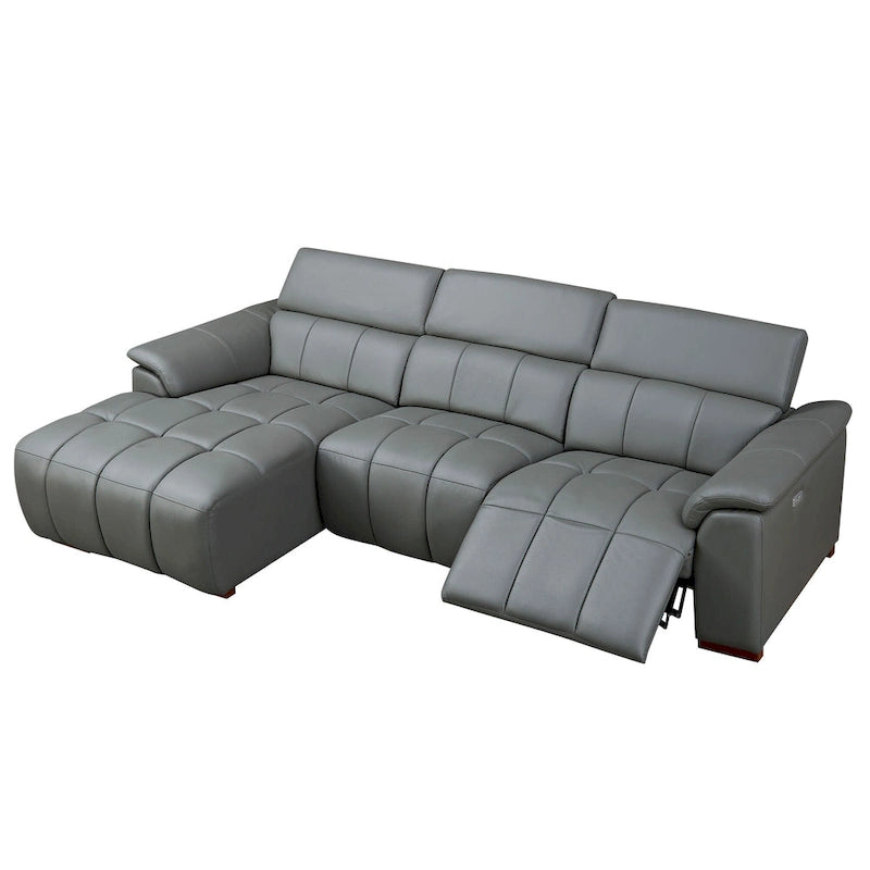 Wall-Hugger Electric Reclining L-Shaped Sofa in Genuine Leather with USB Port