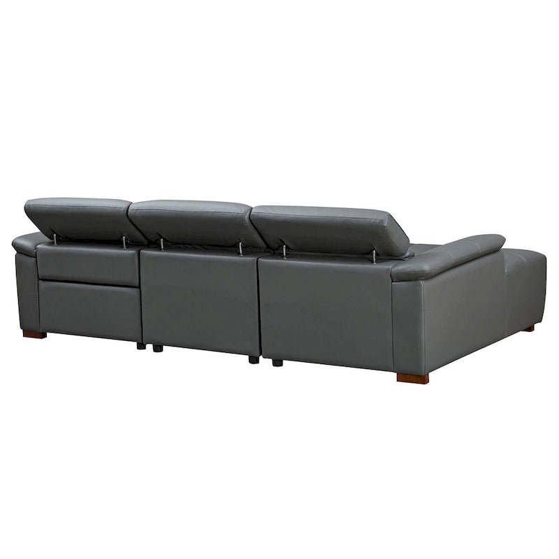 Wall-Hugger Electric Reclining L-Shaped Sofa in Genuine Leather with USB Port