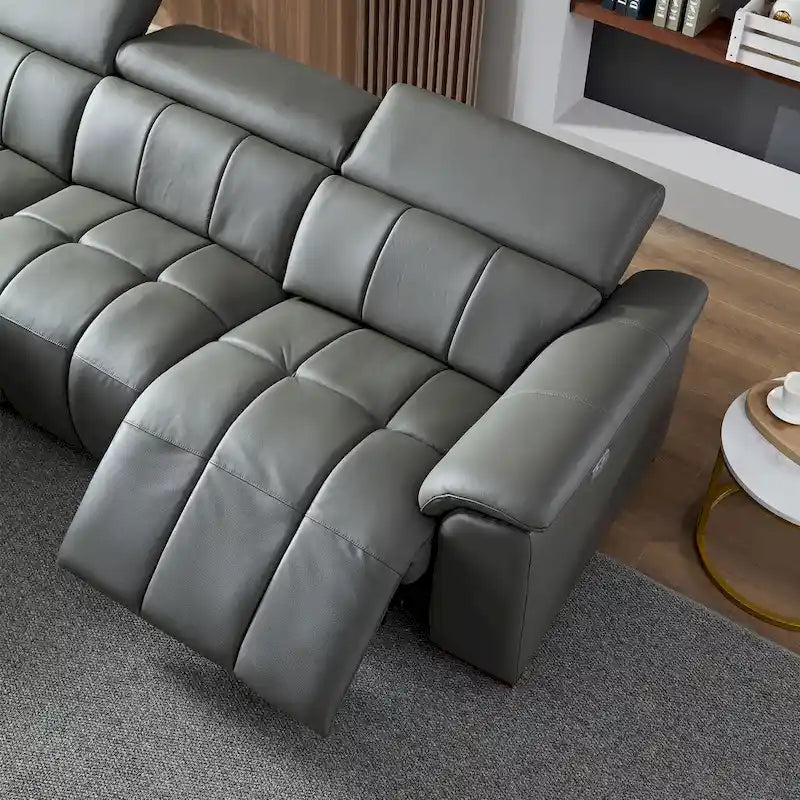 Wall-Hugger Electric Reclining L-Shaped Sofa in Genuine Leather with USB Port