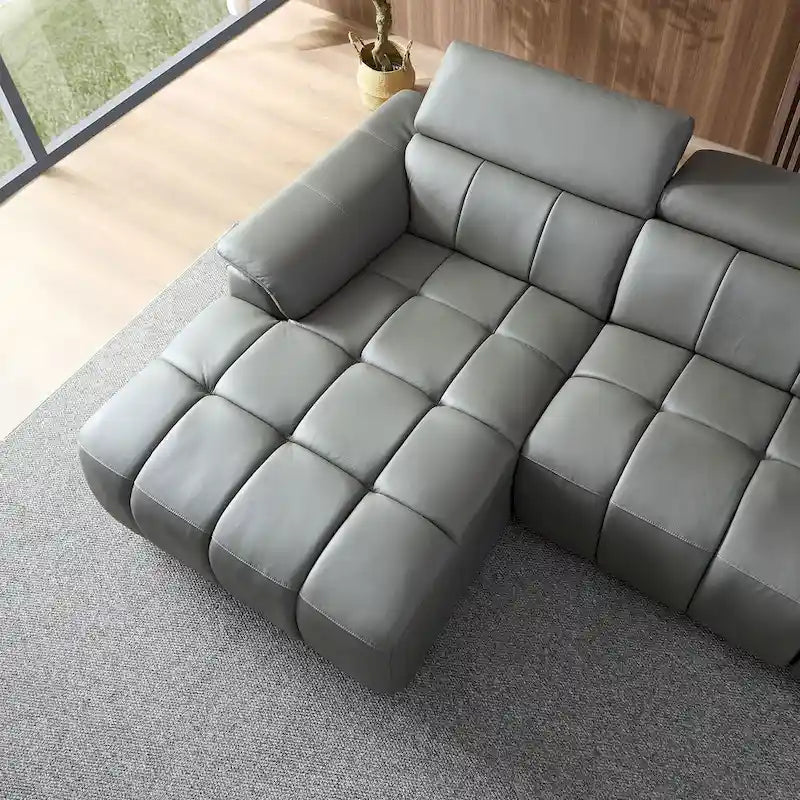 Wall-Hugger Electric Reclining L-Shaped Sofa in Genuine Leather with USB Port