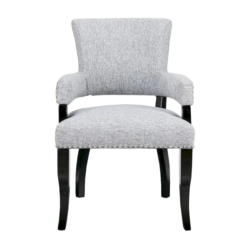 Arm Dining Chair with Brass Nailhead Trim, Espresso