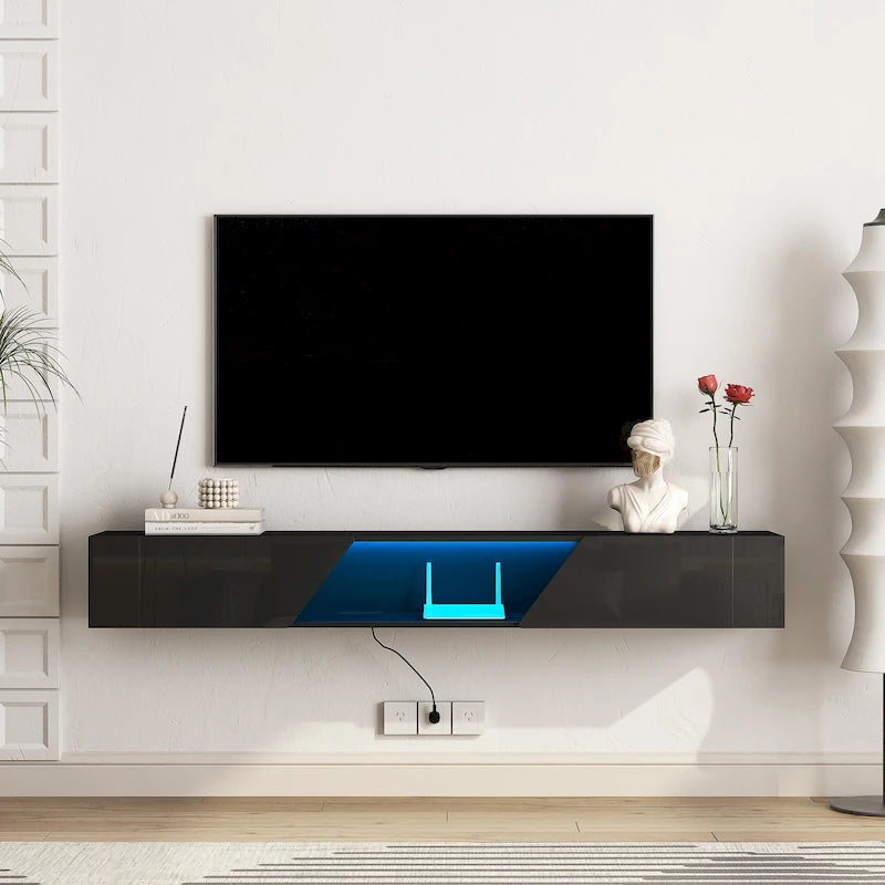 69" Floating Wall-Mounted TV Stand with 16 Color LEDs