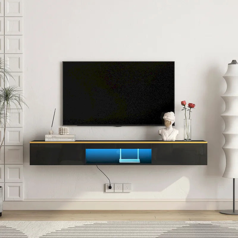 69" Floating Wall-Mounted TV Stand with 16 Color LEDs