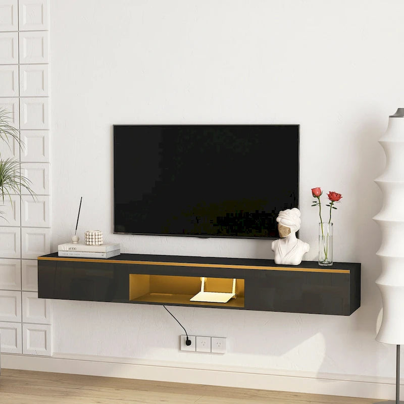 69" Floating Wall-Mounted TV Stand with 16 Color LEDs