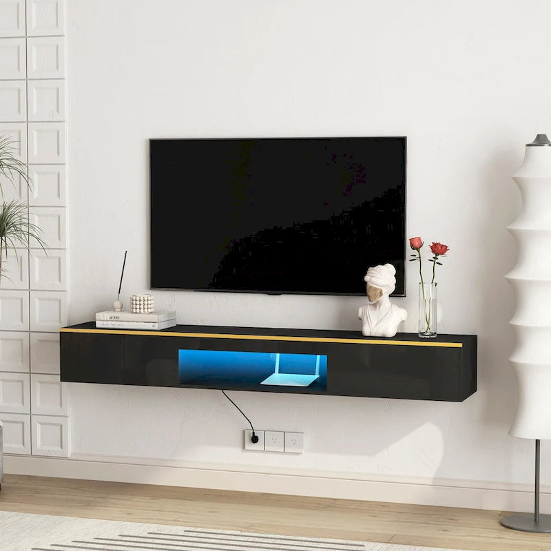 69" Floating Wall-Mounted TV Stand with 16 Color LEDs