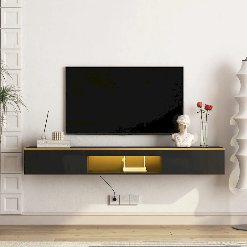 69" Floating Wall-Mounted TV Stand with 16 Color LEDs