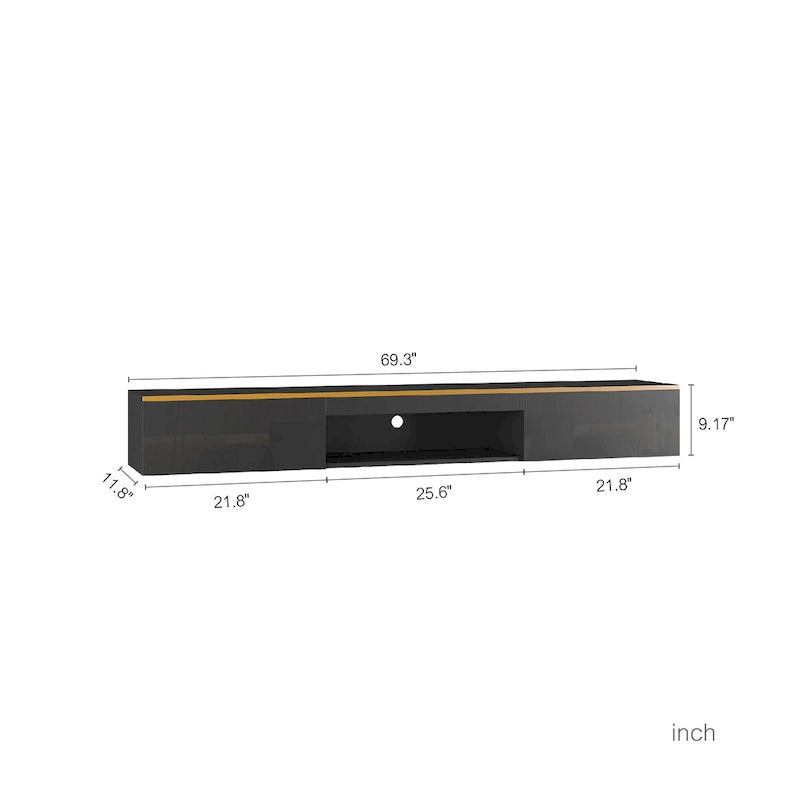 69" Floating Wall-Mounted TV Stand with 16 Color LEDs