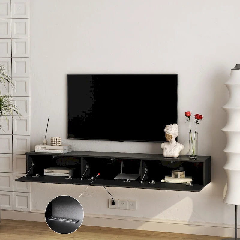 69" Floating Wall-Mounted TV Stand with 16 Color LEDs