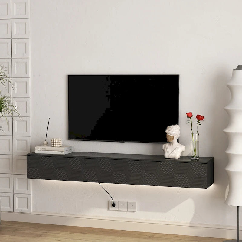 69" Floating Wall-Mounted TV Stand with 16 Color LEDs