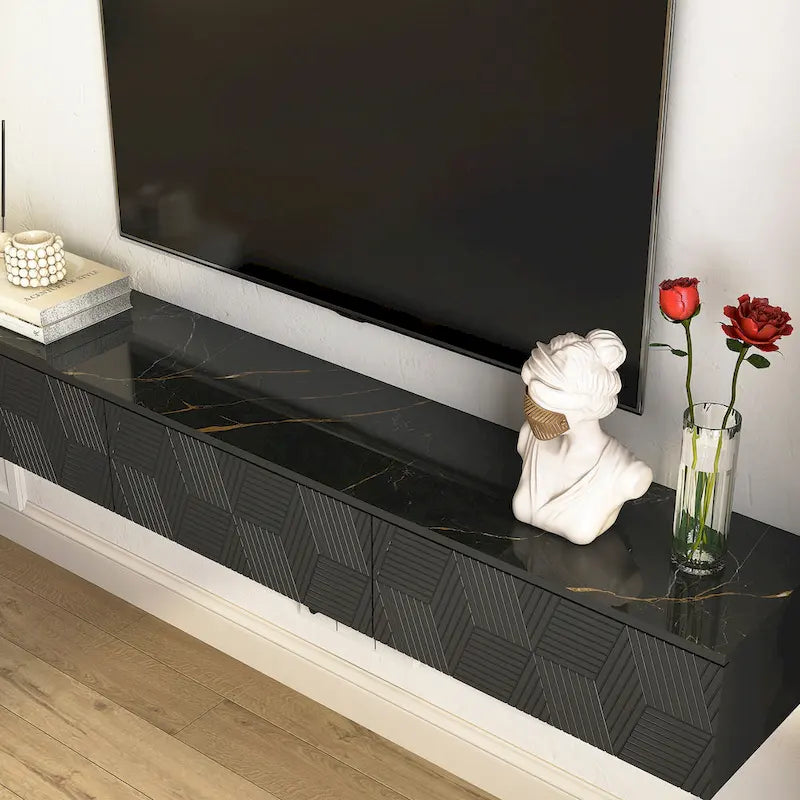 69" Floating Wall-Mounted TV Stand with 16 Color LEDs