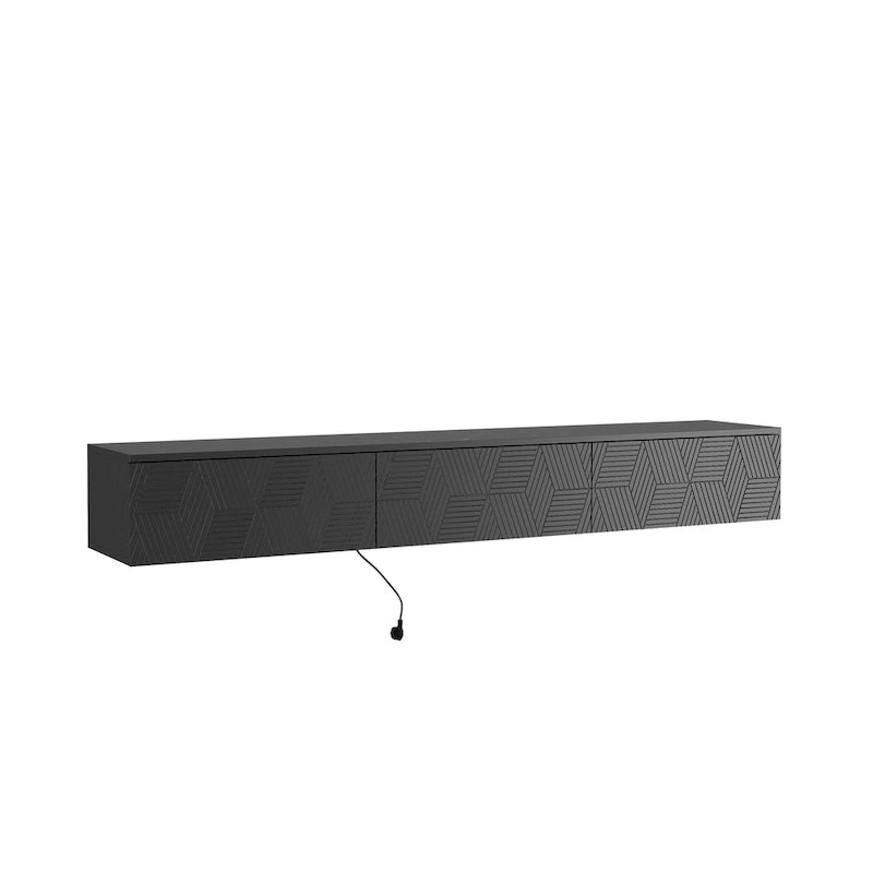 69" Floating Wall-Mounted TV Stand with 16 Color LEDs