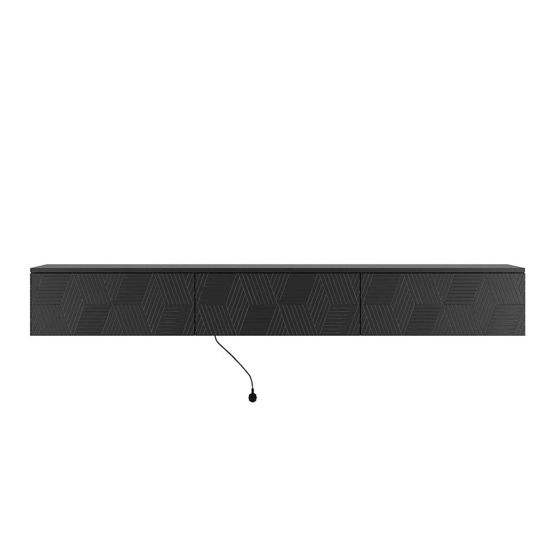 69" Floating Wall-Mounted TV Stand with 16 Color LEDs