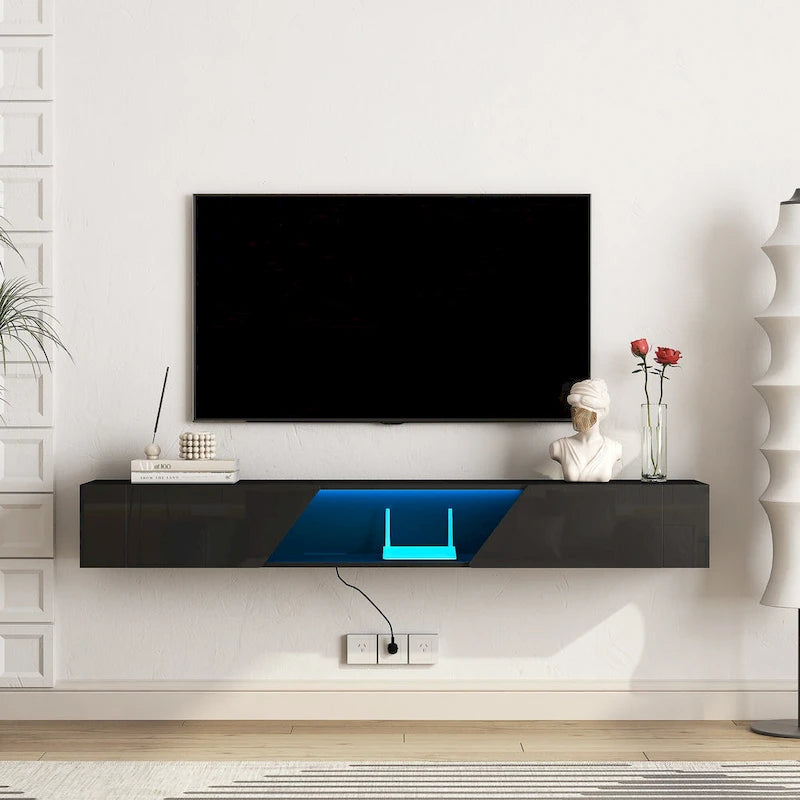 69" Floating Wall-Mounted TV Stand with 16 Color LEDs