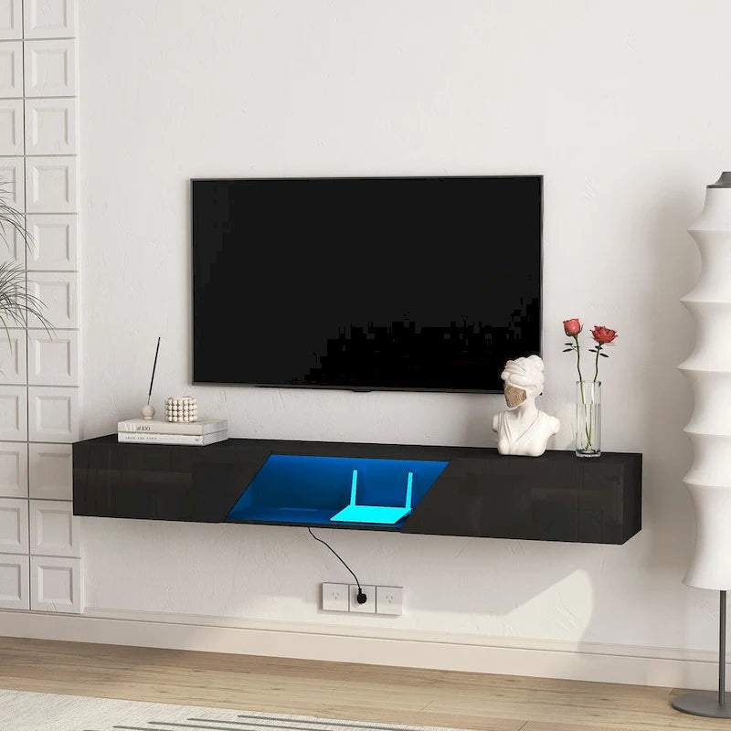 69" Floating Wall-Mounted TV Stand with 16 Color LEDs