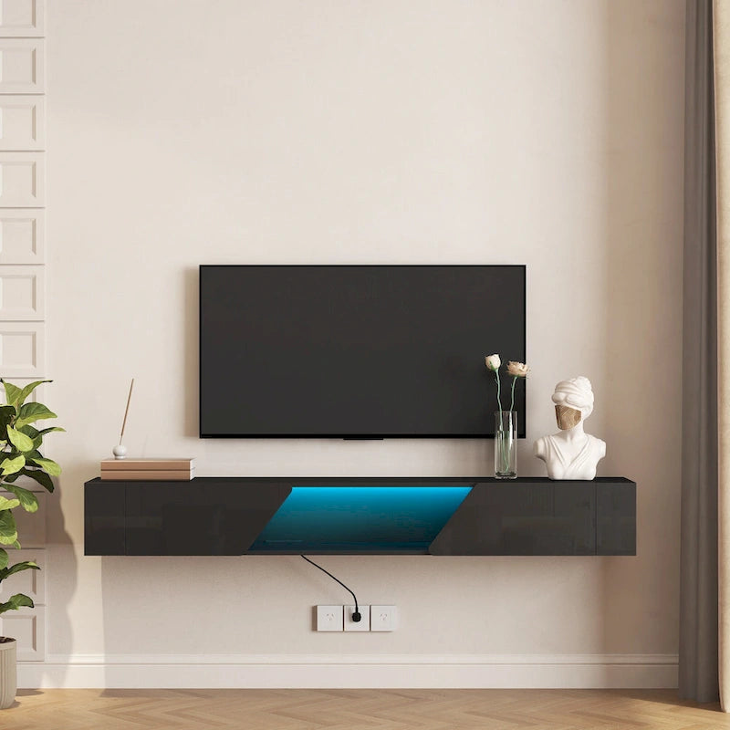 69" Floating Wall-Mounted TV Stand with 16 Color LEDs