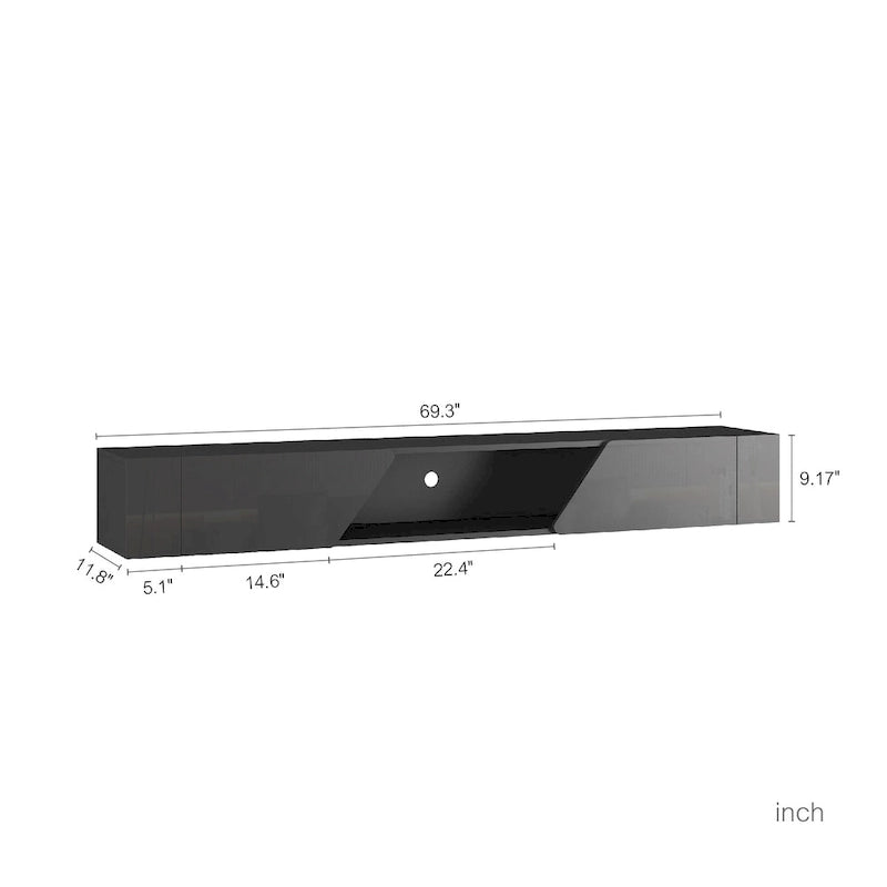 69" Floating Wall-Mounted TV Stand with 16 Color LEDs