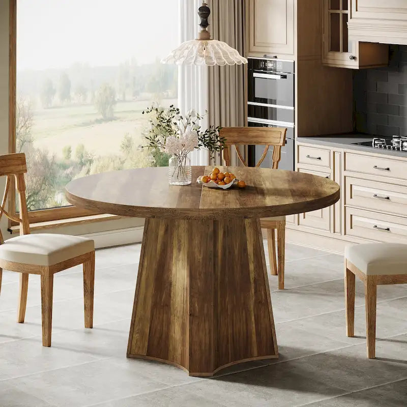 47-Inch Round Dining Table for 4-6 People