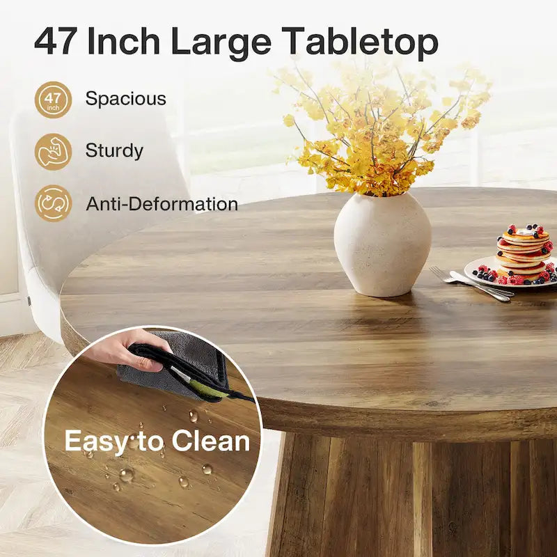 47-Inch Round Dining Table for 4-6 People