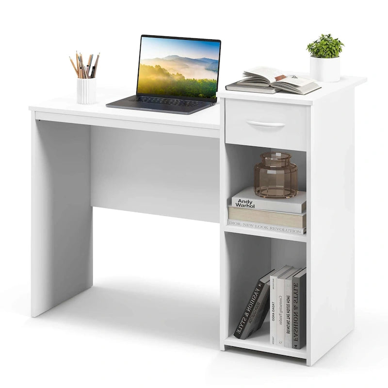 Computer Desk with Drawer, Modern Laptop PC Desk