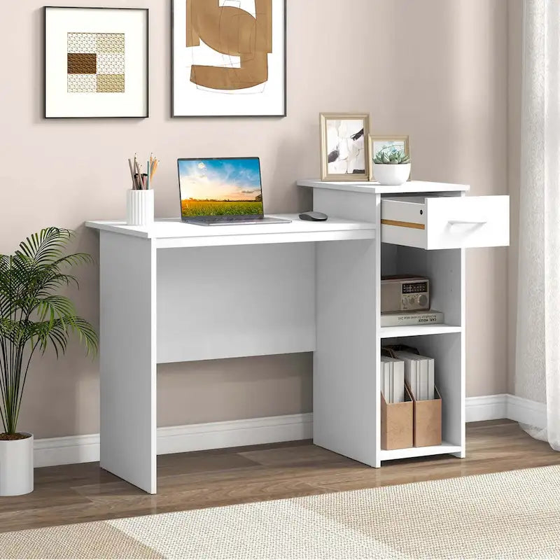 Computer Desk with Drawer, Modern Laptop PC Desk