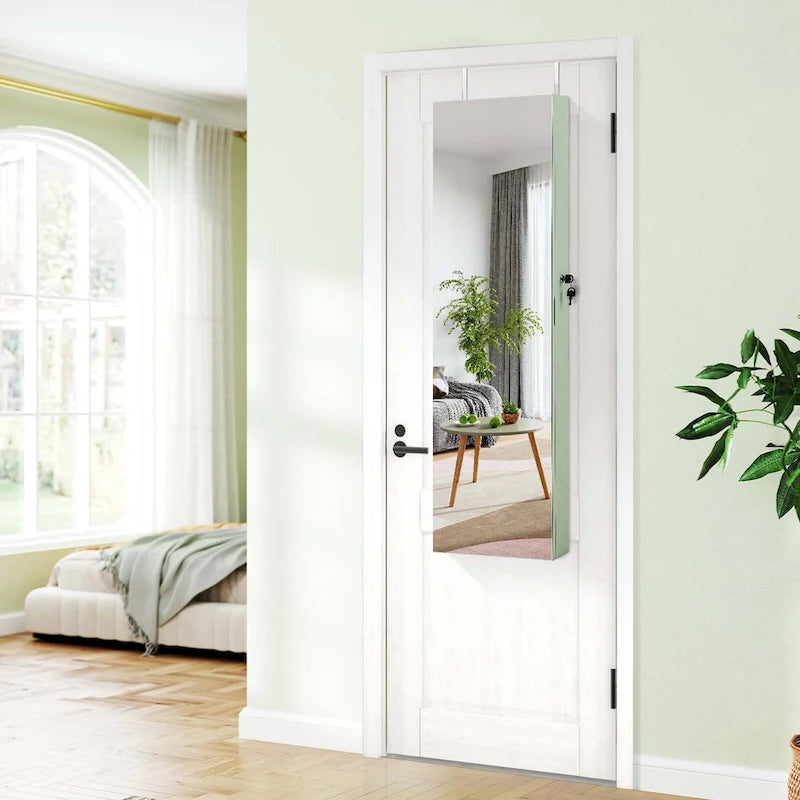 Mirrored Wall & Door Mounted Jewelry Cabinet with LED Lights