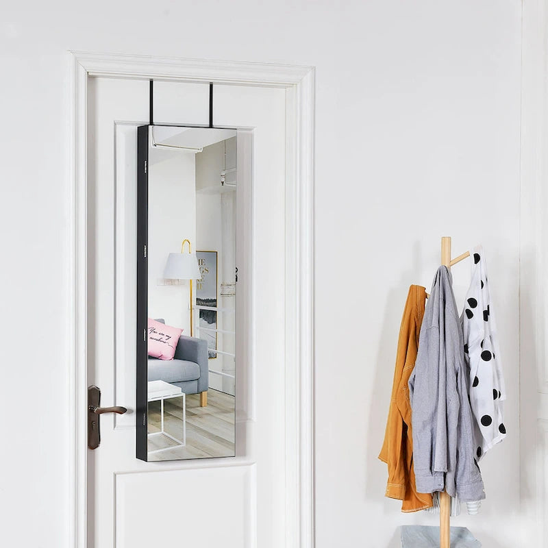 Mirrored Wall & Door Mounted Jewelry Cabinet with LED Lights