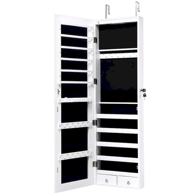 Mirrored Wall & Door Mounted Jewelry Cabinet with LED Lights