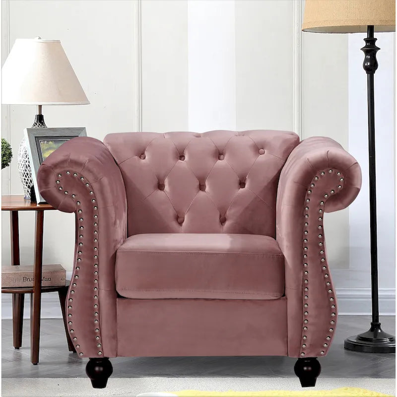 Accent Chair with Pleated Arms, Crushed Velvet