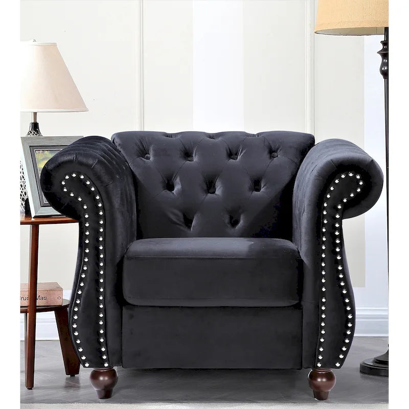 Accent Chair with Pleated Arms, Crushed Velvet