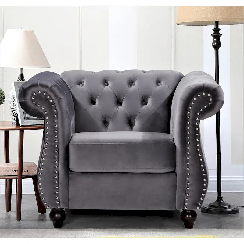 Accent Chair with Pleated Arms, Crushed Velvet