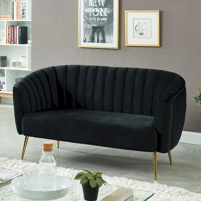 Contemporary Velvet Microfiber Tufted Loveseat