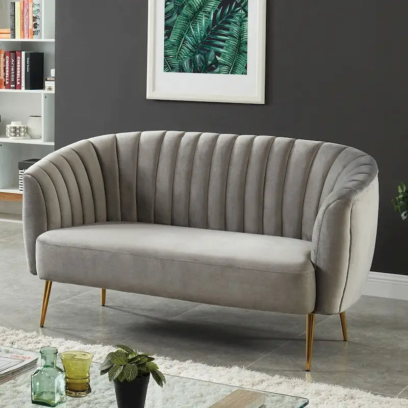 Contemporary Velvet Microfiber Tufted Loveseat