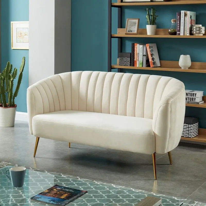 Contemporary Velvet Microfiber Tufted Loveseat