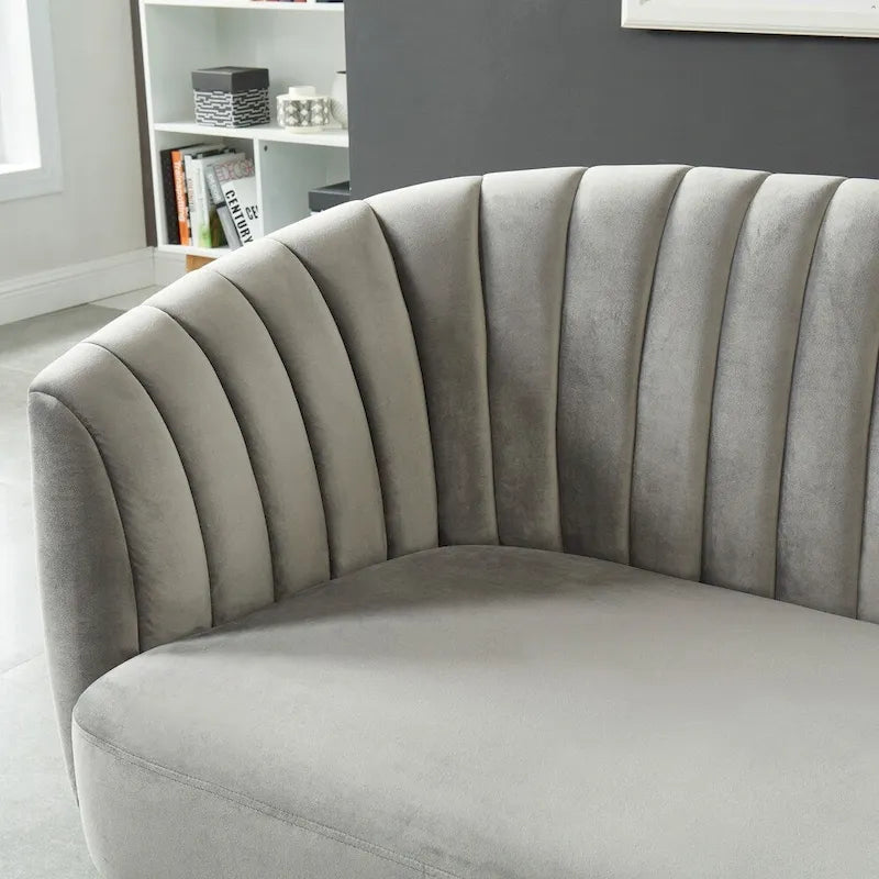 Contemporary Velvet Microfiber Tufted Loveseat