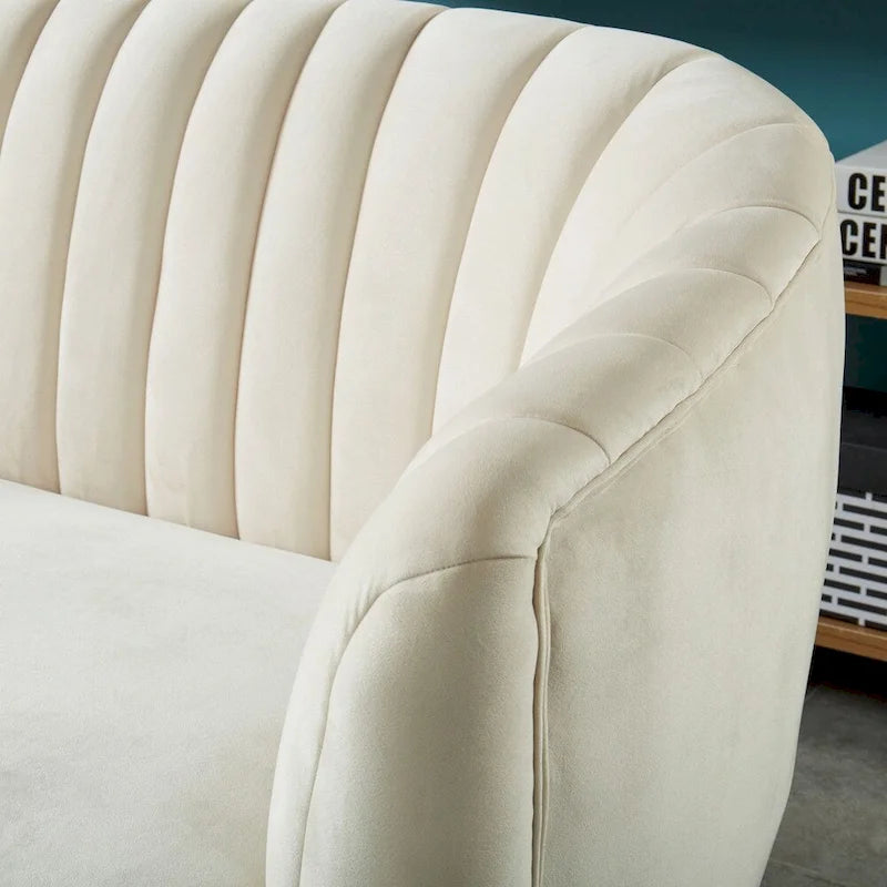 Contemporary Velvet Microfiber Tufted Loveseat