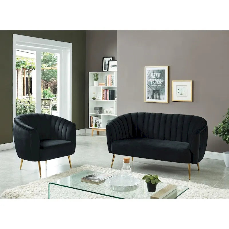 Contemporary Velvet Microfiber Tufted Loveseat