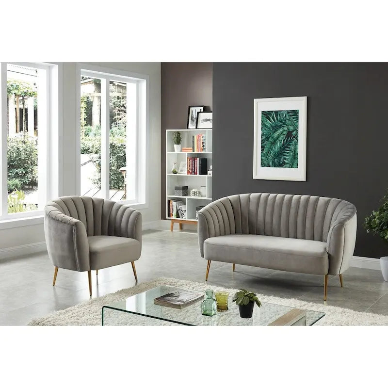 Contemporary Velvet Microfiber Tufted Loveseat