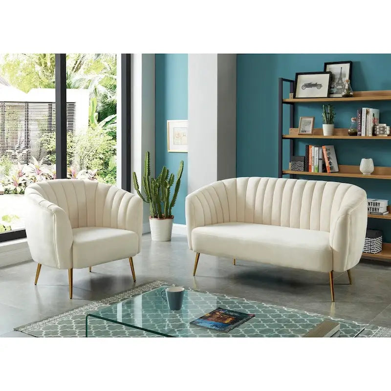 Contemporary Velvet Microfiber Tufted Loveseat