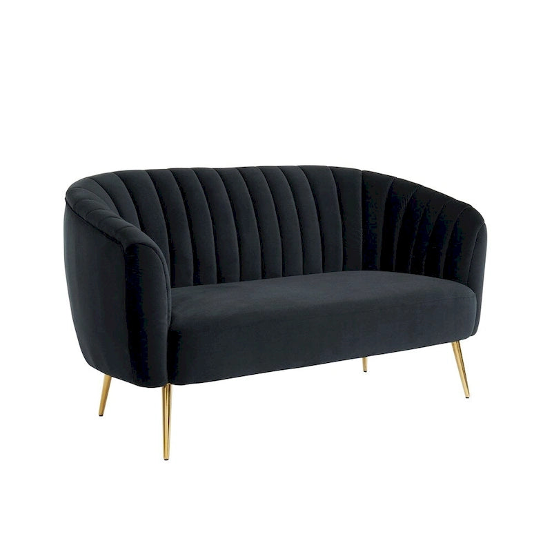 Contemporary Velvet Microfiber Tufted Loveseat