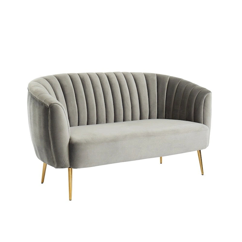 Contemporary Velvet Microfiber Tufted Loveseat