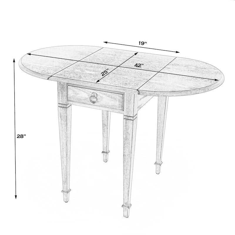 Drop-Leaf Side Table with Veneer Inlay