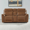 Leather Dual Power Reclining Loveseat with Console