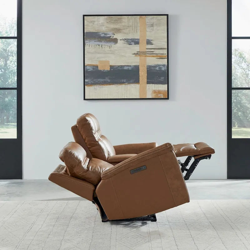 Leather Dual Power Reclining Loveseat with Console