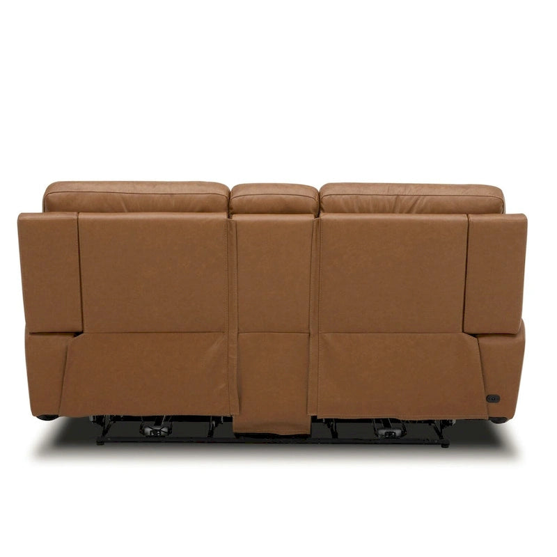 Leather Dual Power Reclining Loveseat with Console