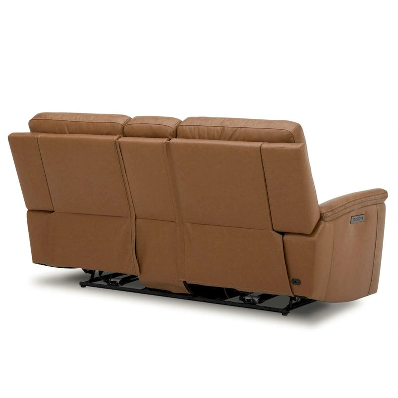 Leather Dual Power Reclining Loveseat with Console